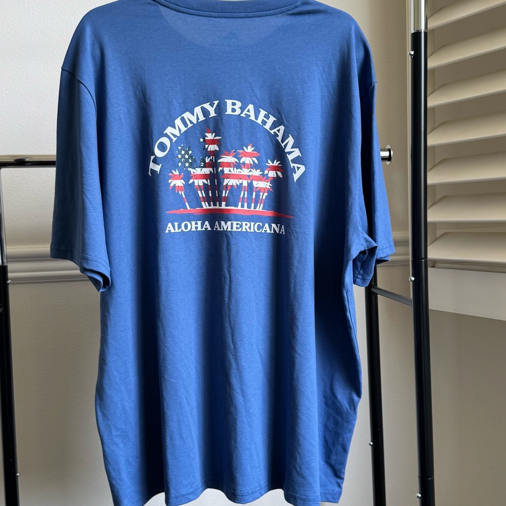 NWT Tommy Bahama Men’s ALOHA AMERICANA T-Shirt XL Dockside Blue Cotton